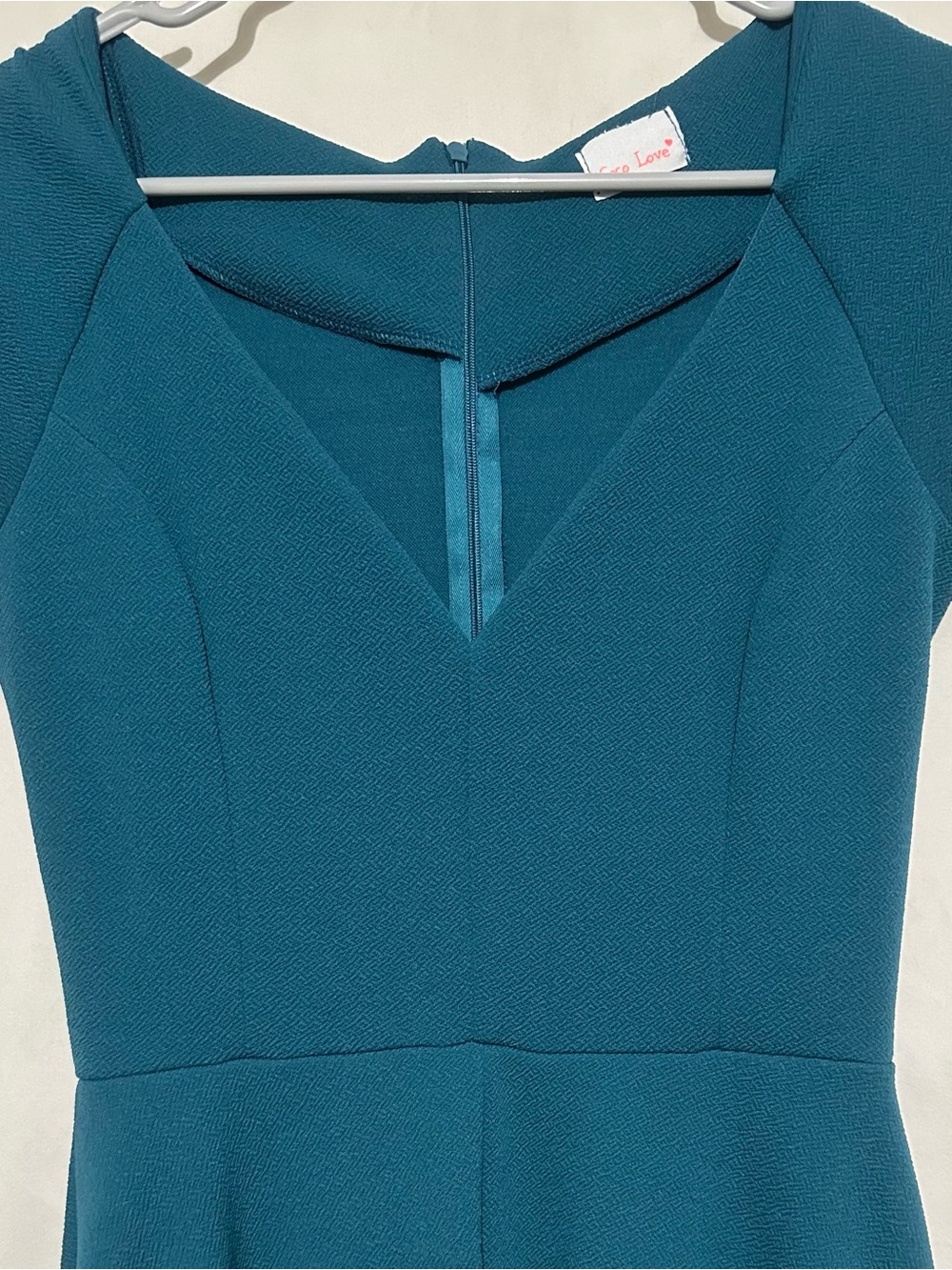ModCloth Coco Love Teal V-Neck Fit & Flare Dress - Size M